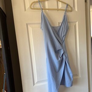 Elegant Blue Wrap Dress